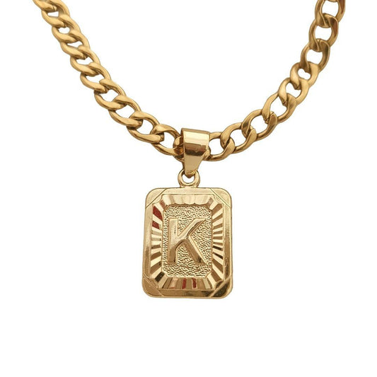 18K Gold Lux Initial Cuban Chain Necklace - KHLOE JEWELS
