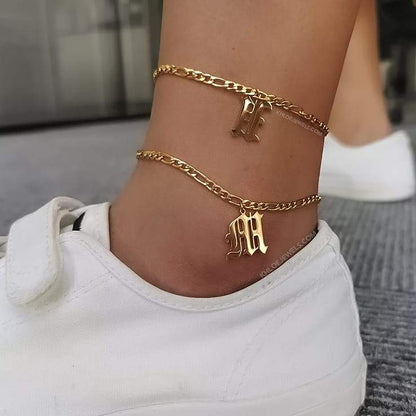 Anklets Ancient Old English Initial Figaro Anklet KHLOE JEWELS
