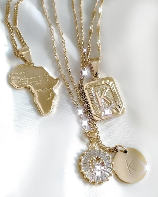 Necklaces Arial Coin Initial Necklace KHLOE JEWELS