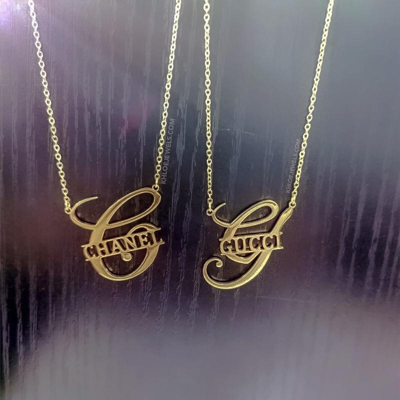 Necklaces Big Initial Custom Name Necklace KHLOE JEWELS Custom Jewelry
