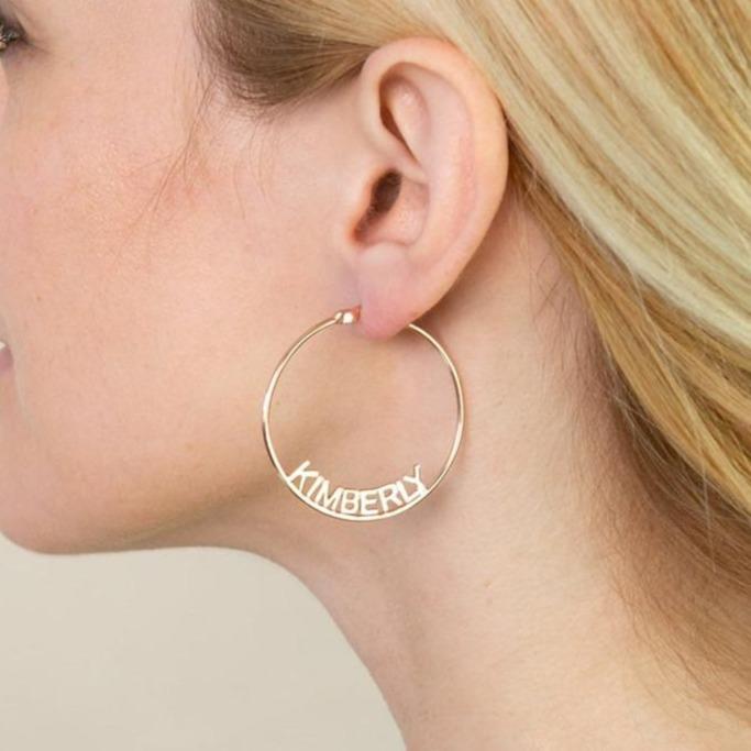 Earrings JLO Edge Custom Name Hoop Earrings KHLOE JEWELS Custom Jewelry
