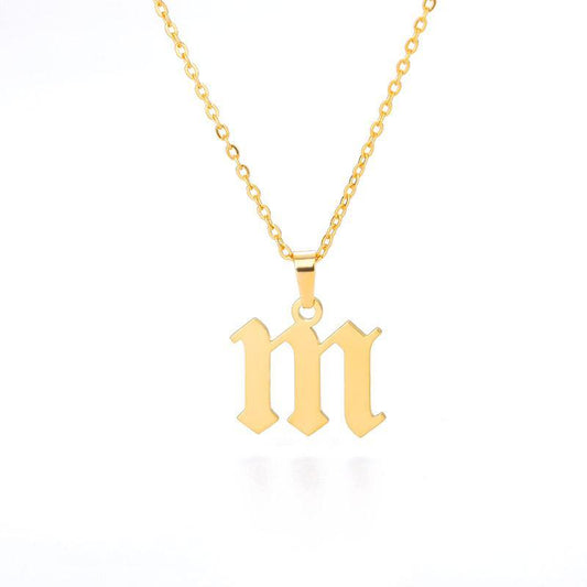 Necklaces Mini Ancient Goth Initial Necklace KHLOE JEWELS