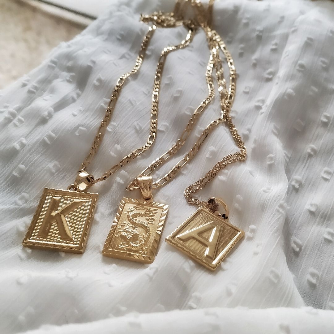Necklaces Noble Initial Tablet Necklace KHLOE JEWELS