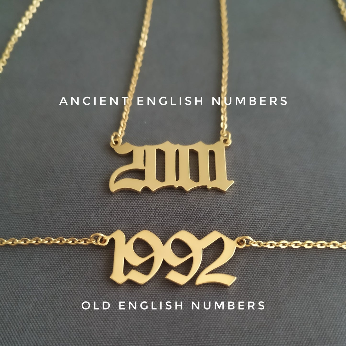 Necklaces Old English Birth Year Necklace (Dainty) KHLOE JEWELS
