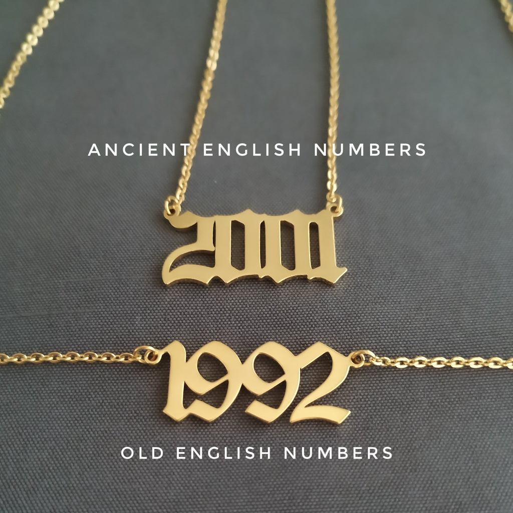 Old english birth year necklace Clearance
