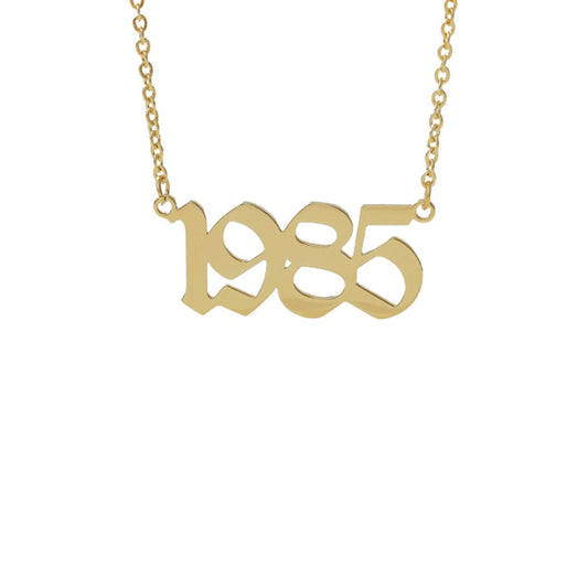 Necklaces Old English Birth Year Necklace (Dainty) KHLOE JEWELS