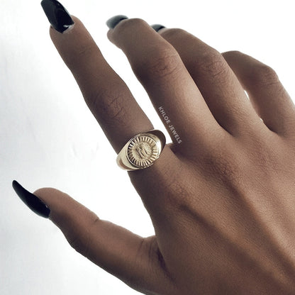 Ring Round Initial Chunky Signet KHLOE JEWELS