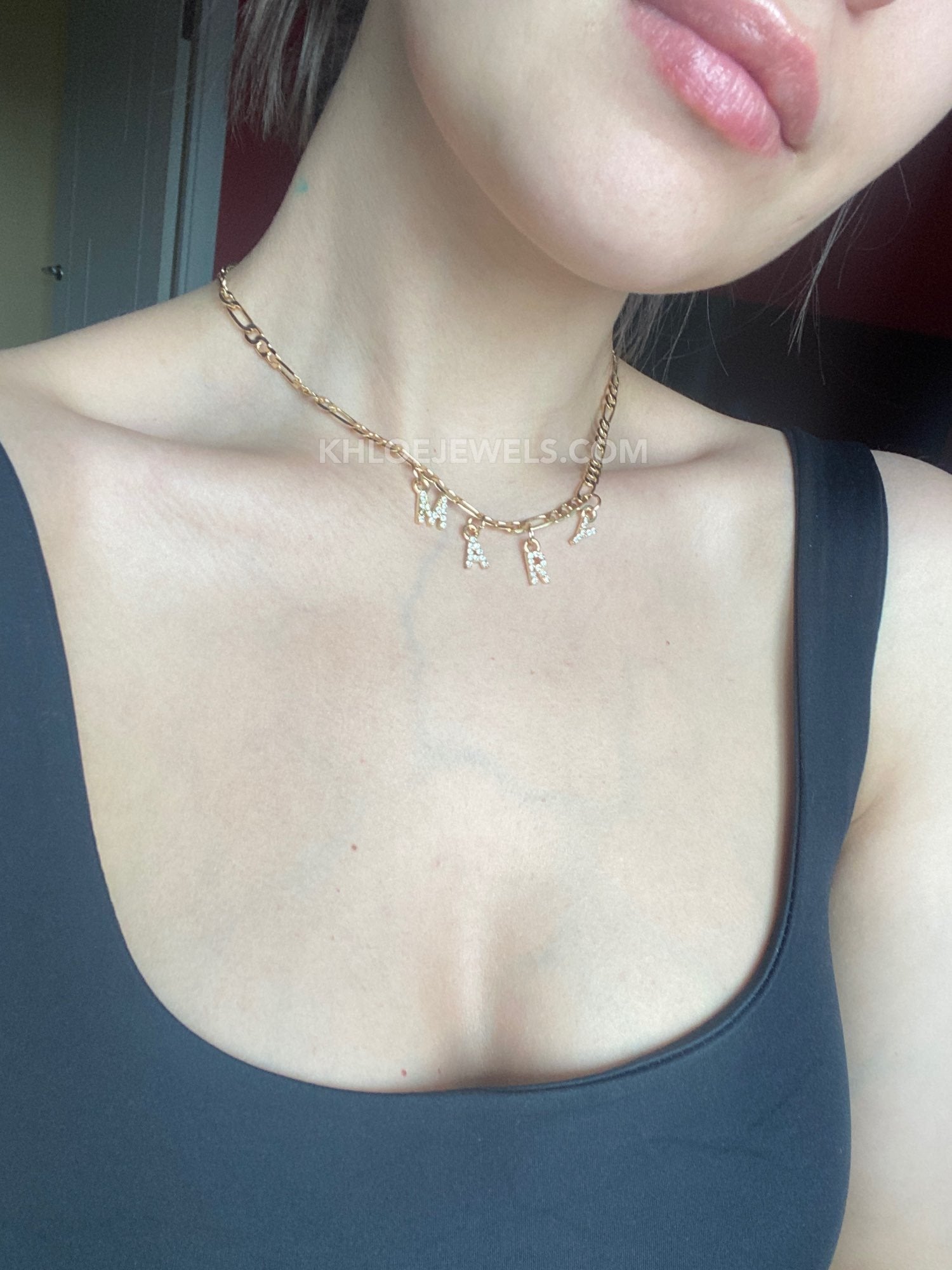 Necklaces Venice Charm Letters Custom Figaro Necklace KHLOE JEWELS Custom Jewelry